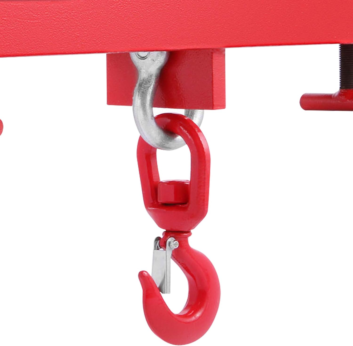 Mophorn Forklift Lifting Hook, 4400lbs Capacity Forklift Lifting Hoist, Red Forklift Mobile Crane with Swivel Hook and Two Large T-Screws, Hook Forklift Lifting Hoist, Fork Lifting Attachment