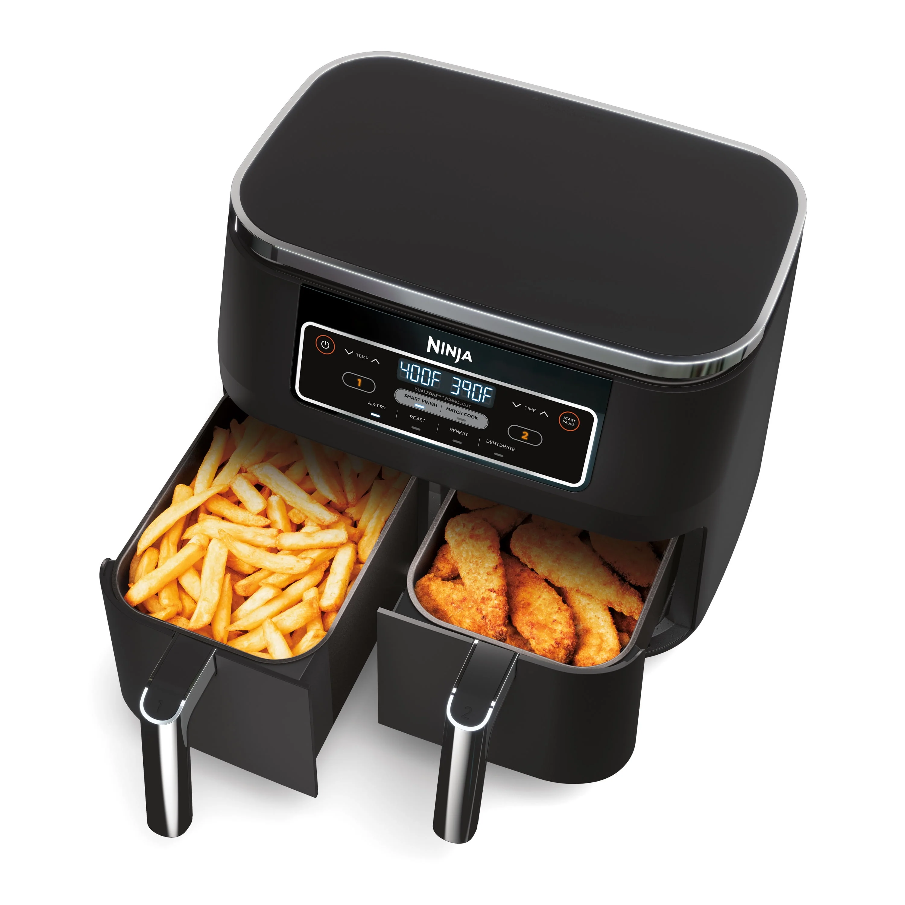 Ninja庐 Foodi庐 4-in-1 8-Quart. 2-Basket Air Fryer with DualZone Technology- Air Fry, Roast, & More DZ100