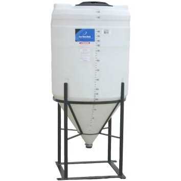 110 Gallon 55 Degree Plastic Cone Bottom Inductor Tank with Fully Draining Outlet in White - Shop Hardware Tools Online Store