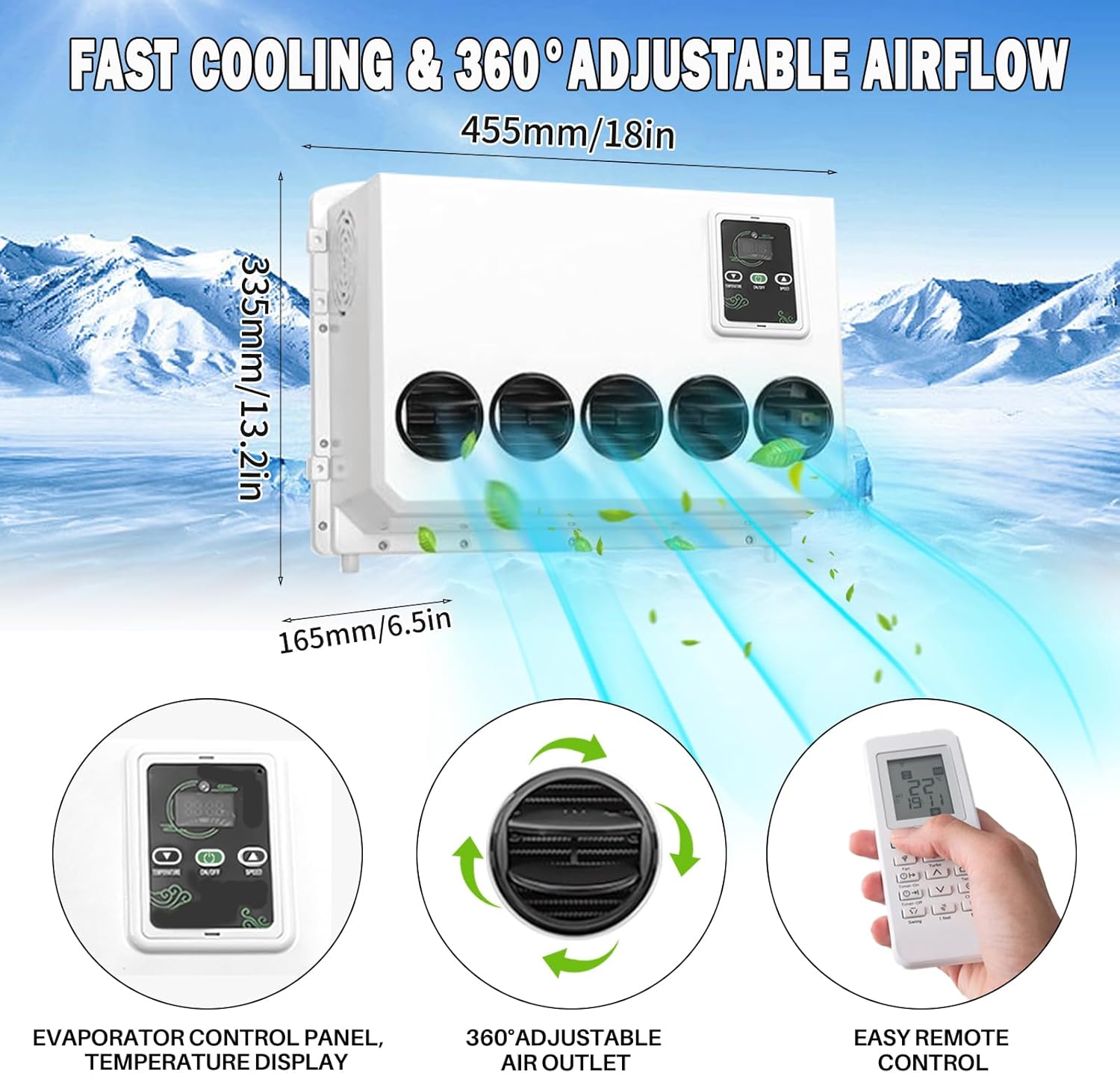 12 Volt DC Air Conditioner 11000BTU Split Electric AC Unit for RV, Truck Parking 12V Air Conditioner 960W Powerful, Quiet Effective Cooling for Semi-Truck, Bus, Camper, Pickup, Motorhome, Trailer