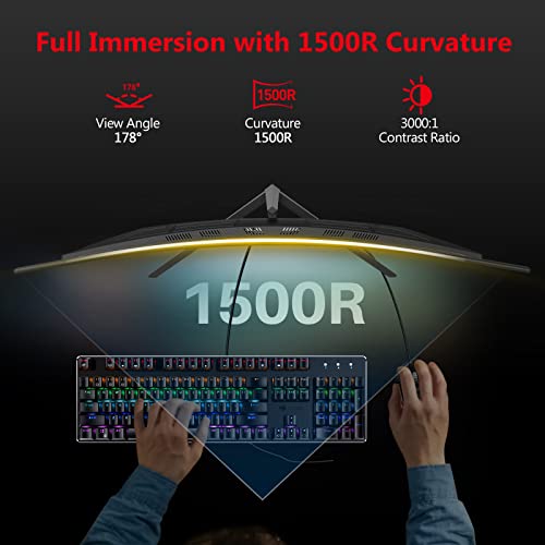 Z-Edge 32-inch Curved Gaming Monitor 16:9 1920x1080 240Hz 1ms Frameless LED Gaming Monitor, AMD Freesync Premium Display Port HDMI Build-in Speakers