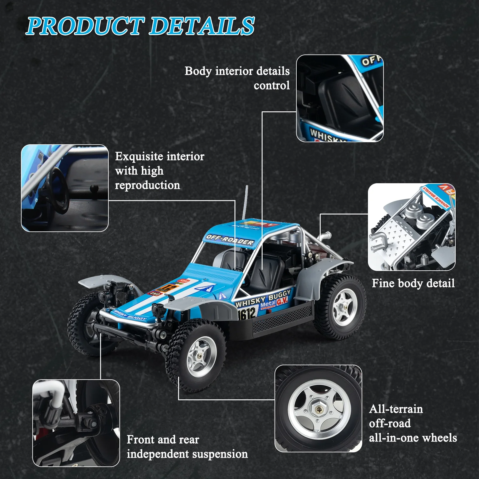 Fistone 1:16 RC Fast Attack Vehicle -12MPH High Speed 4WD Remote Control Cars for Boys, RC Truck with 2.4Ghz Radio Control, Gifts for Kids Adults, Blue