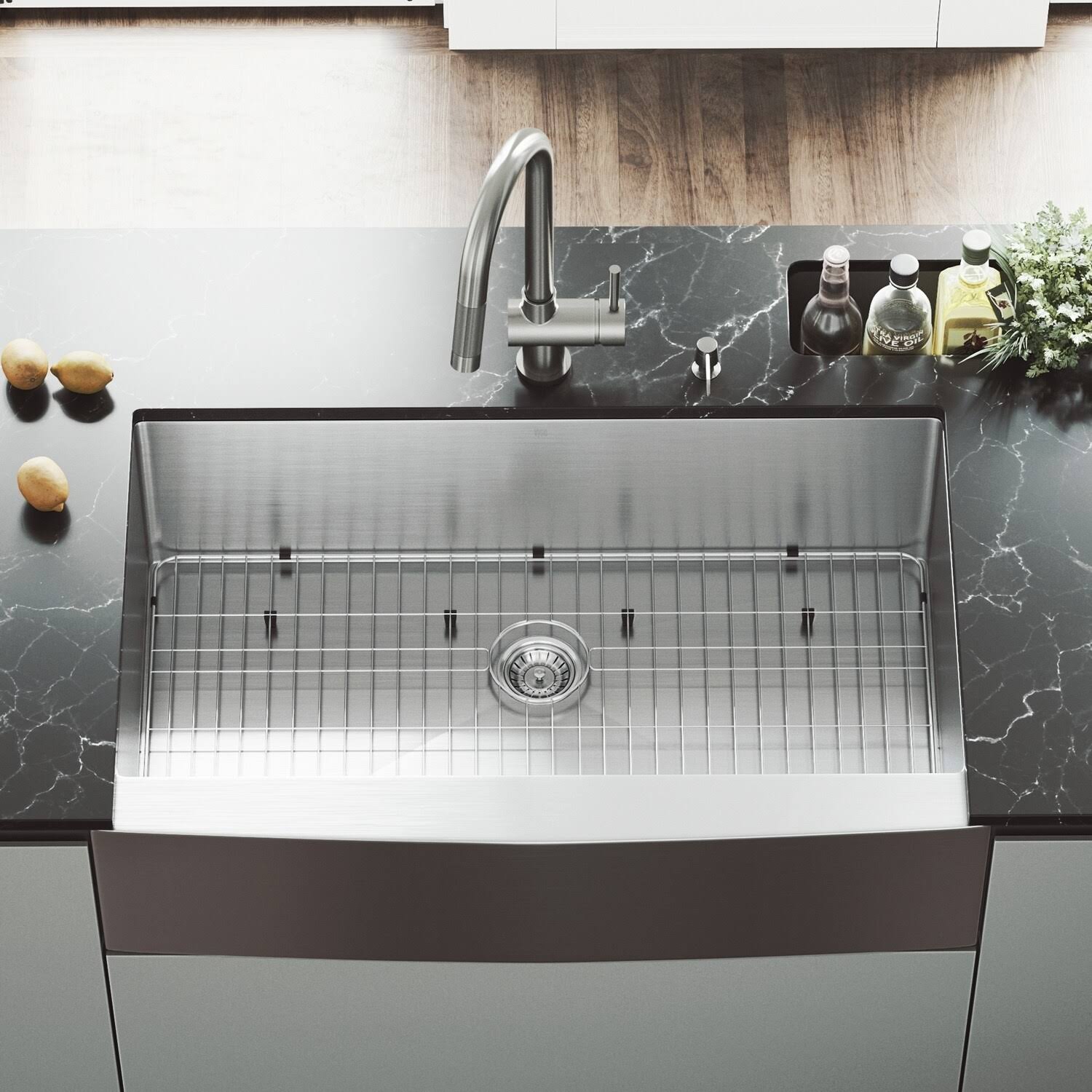 Vigo VG15258 All in One 36-Inch Farmhouse Stainless Steel Kitchen Sink and Faucet Set