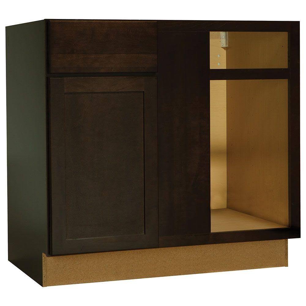 Hampton Bay 36x34.5x24 in. Shaker Blind Base Corner Cabinet in Java