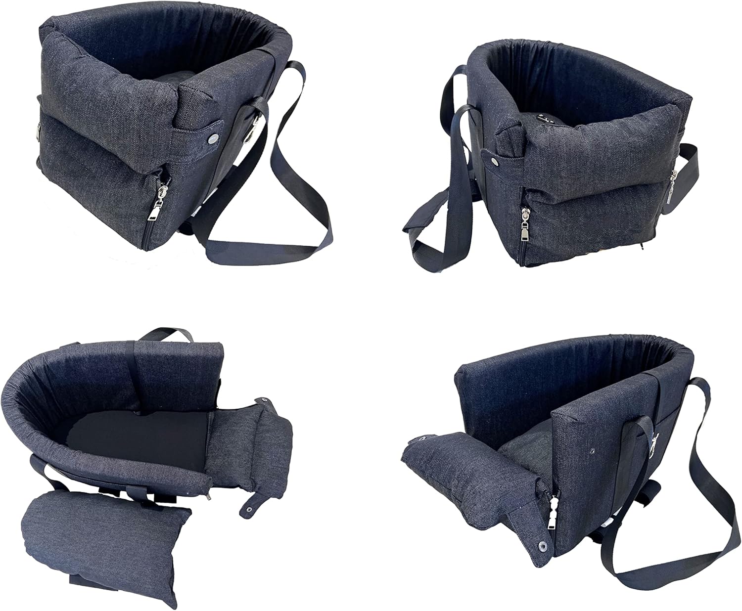 Ximei Dog Booster Car Seat ON Car Armrest Center Console Dog Pet Booster Car Seat Dog Cat Travel Seat Puppy Console for SUV Secure Safety Seat Perfect for Small Dogs Cats (Black and White)