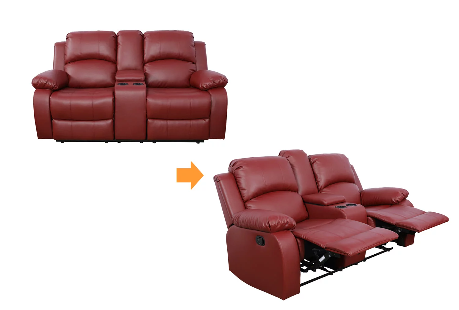 Ainehome Red Leather Recliner Loveseat