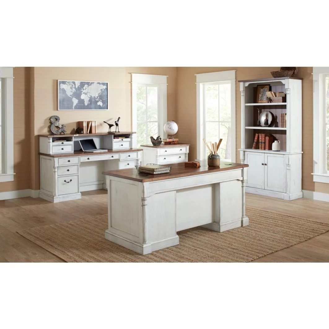 Martin Furniture Durham 3 Rustic Wood Locking Legal/Letter File Drawer White
