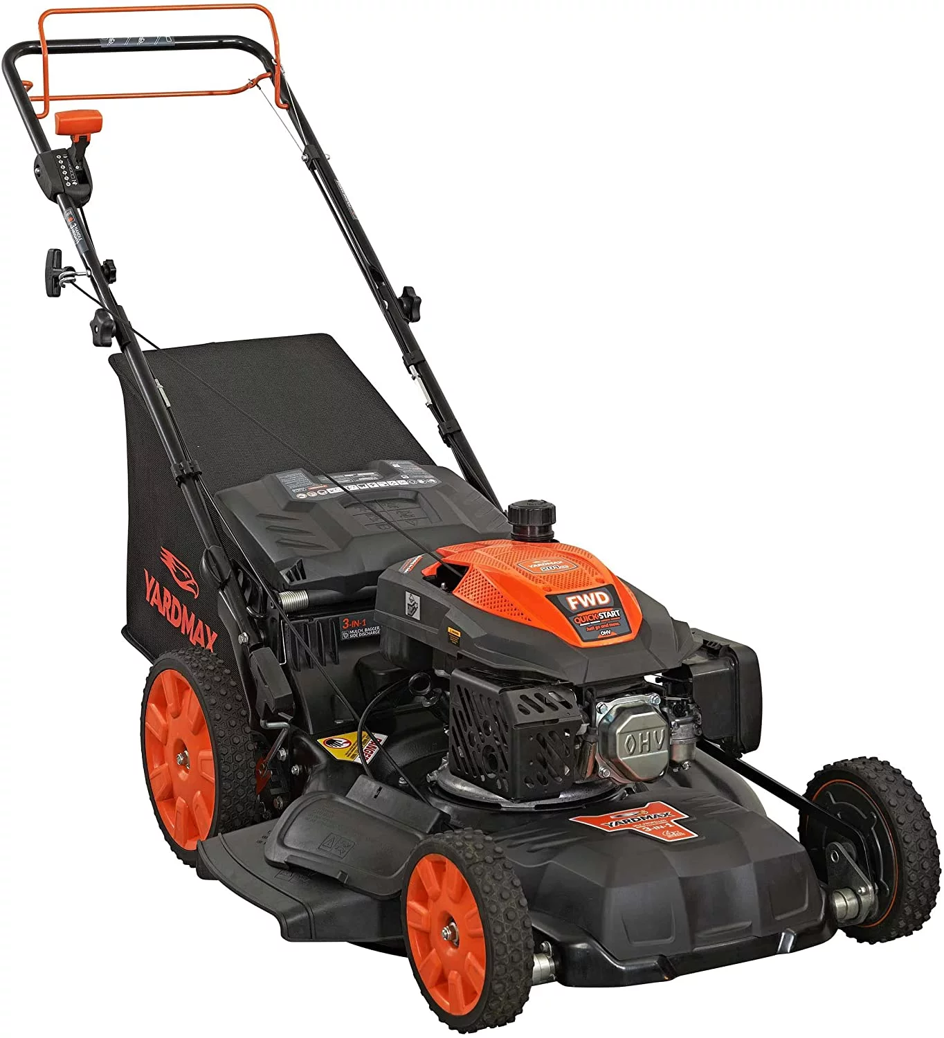 Yard Max 22 in. 201cc SELECT PACE 6 Speed CVT High Wheel FWD 3-in-1 Gas Walk Behind Self Propelled Lawn Mower