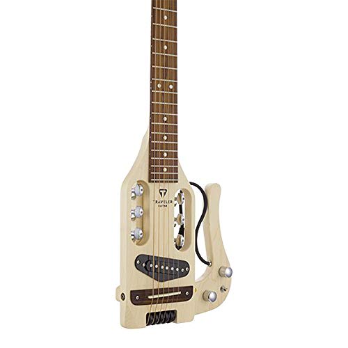 Traveler Guitar Pro-Series Antique Brown Acoustic Electric Guitar | Full 24.75" Scale Portable Electric Acoustic Guitar | Travel Guitar with Output Jack | Headless Guitar with Custom Gig Bag