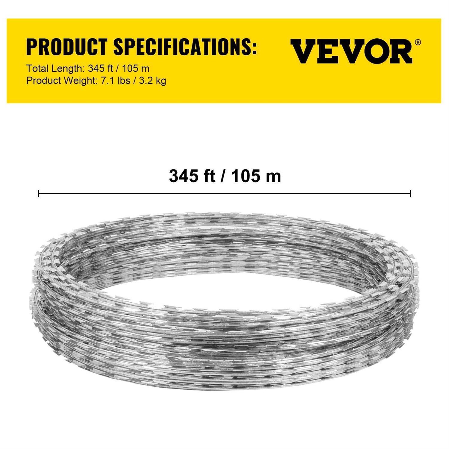 VEVOR Razor Wires 98ft Razor Barbed Wire 2 Coils 49 ft Per Roll Razor Wire Fencing Razor Fence - Shop Hardware Tools Online Store