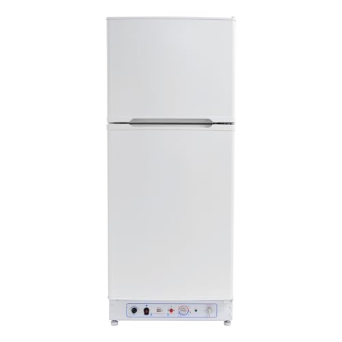 Techomey Propane Refrigerator with Freezer, 6.1 Cu.Ft. Gas Fridge Off Grid, Gas Refrigerator, 110v/Propane Dual Powers, Energy-saving & Quiet, for Outdoor, RV, Truck, Camper, Kitchen, White