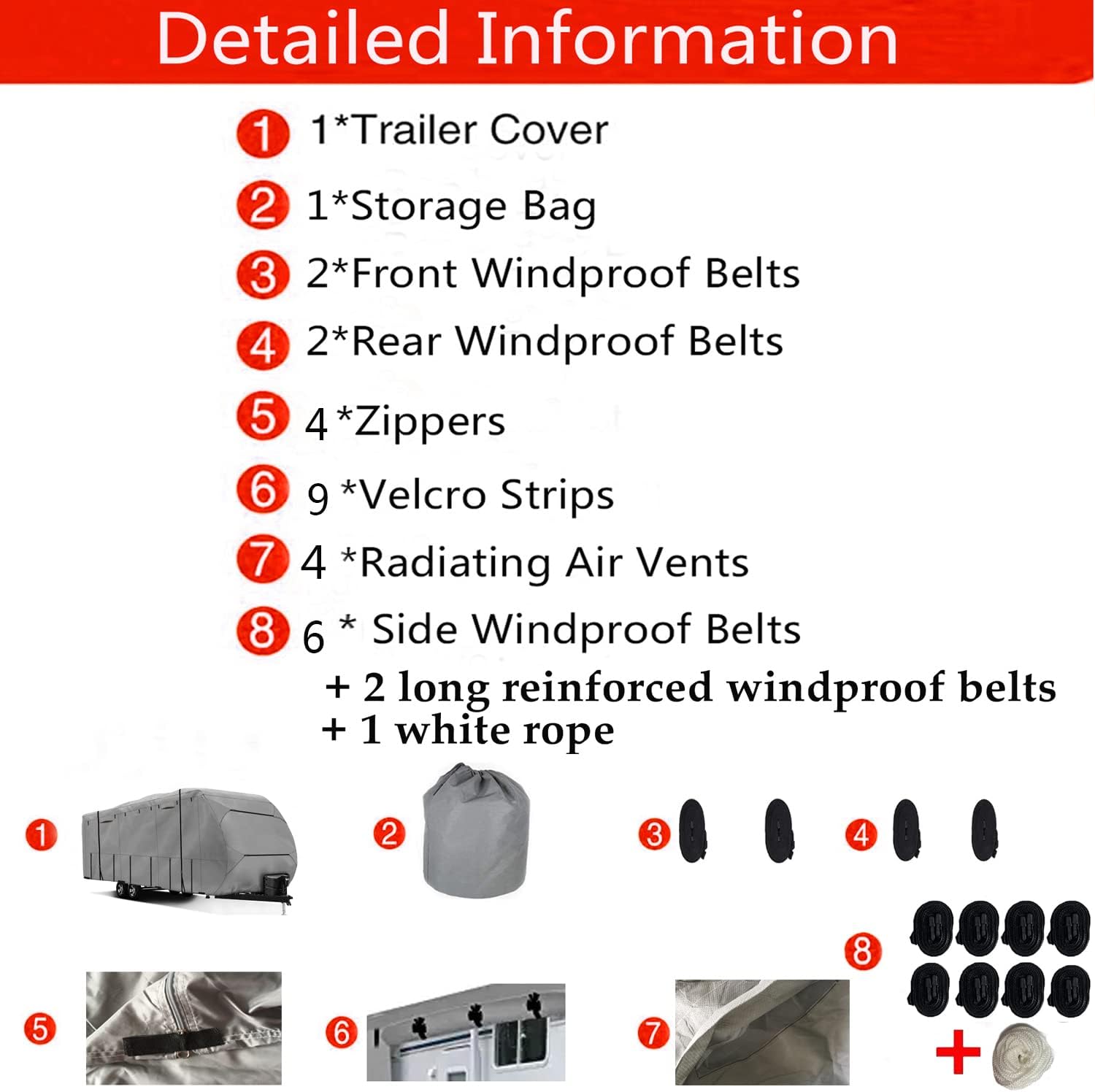 Travel Trailer RV Cover,Waterproof & Windproof Camper Cover Fits 16~18FT RV Trailer,Upgraded 420D Heavy Duty Polyester Oxford Durable, UV, Water Resistant RV Covers