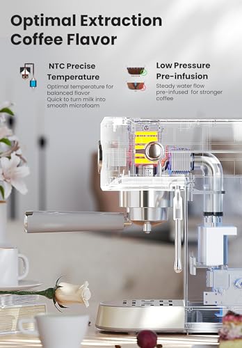 Gevi 20 Bar High Pressure Espresso Machines, Expresso Coffee Machine with Milk Frother for Espresso, Latte Macchiato, Cuppuccino,1.2L Water Tank, 1350W