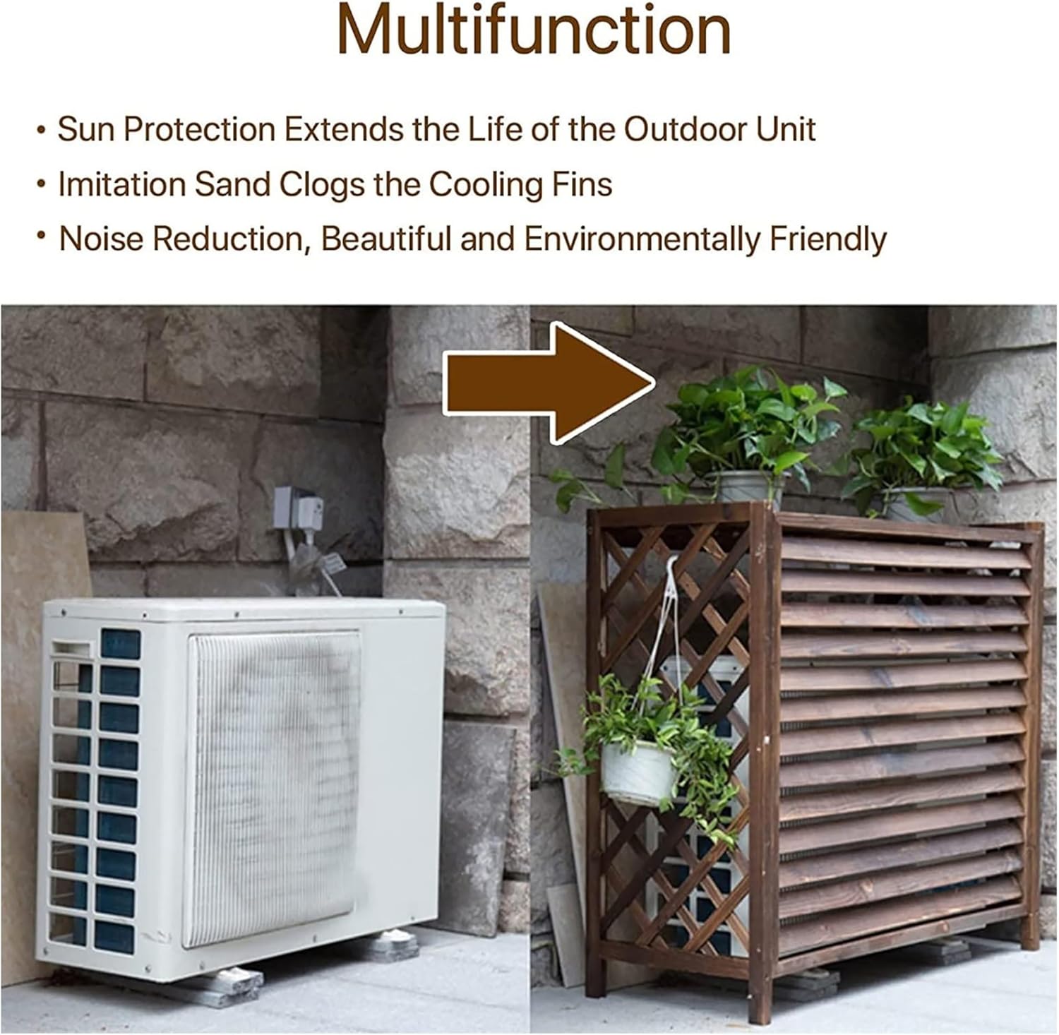 Ac fence for outside unit, Plant Stand, air conditioner fence 3 panel, Air Conditioner Privacy Fence Screen Outdoor, Stable Outdoor Air Conditioner Privacy Screen with Cross Grid(Size:120*57*100cm)