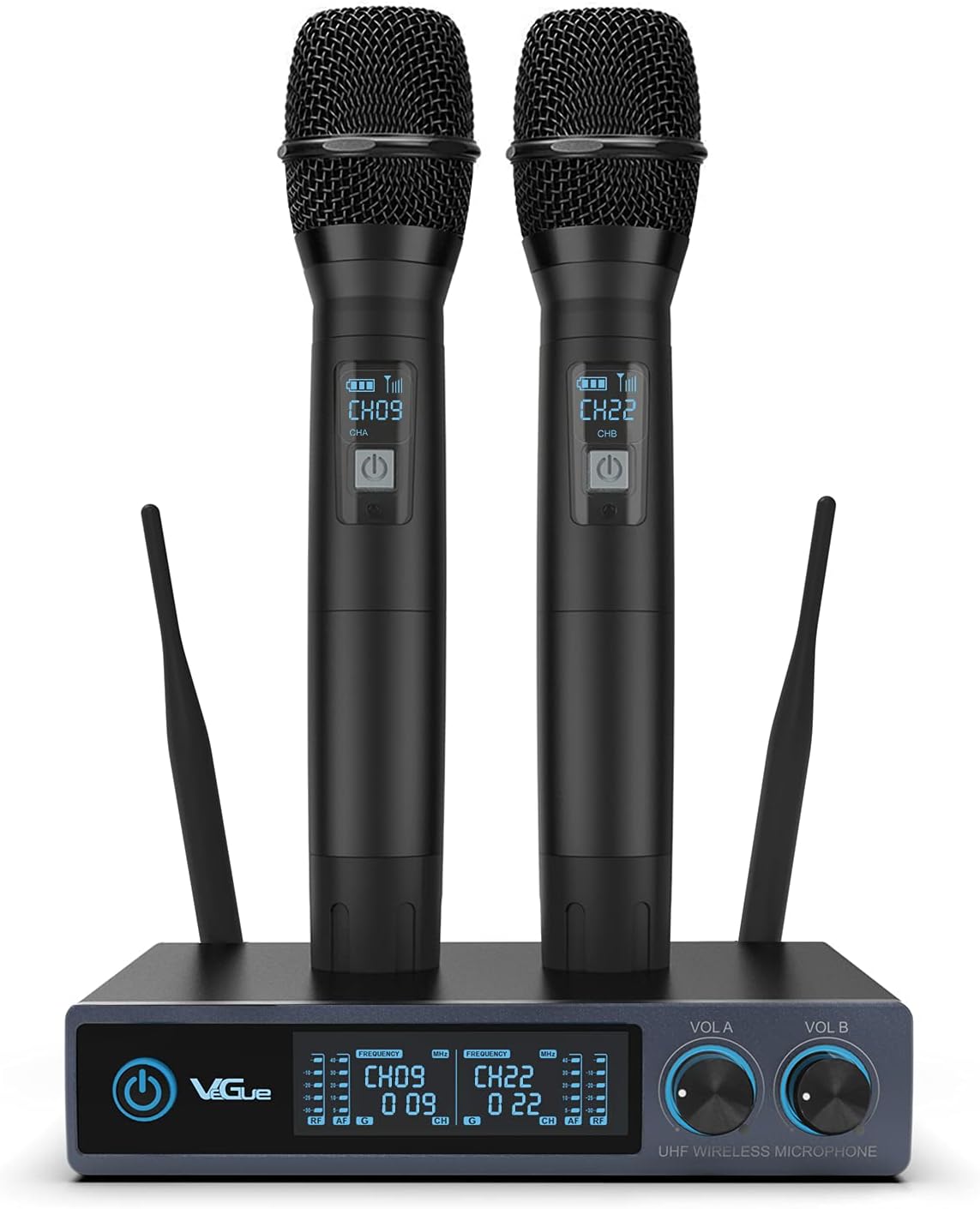 Wireless Microphone, VeGue Metal Dual Professional UHF Cordless Dynamic Mic Handheld Microphone System for Home Karaoke Party, Meeting, Church, DJ, Wedding, Home KTV Set