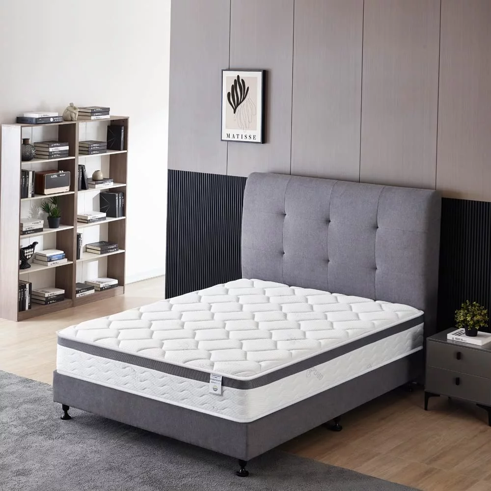 Twin Size Mattress - 10 Inch Cool Memory Foam & Spring Hybrid Mattress - Euro Top - Medium Firm - Oliver & Smith