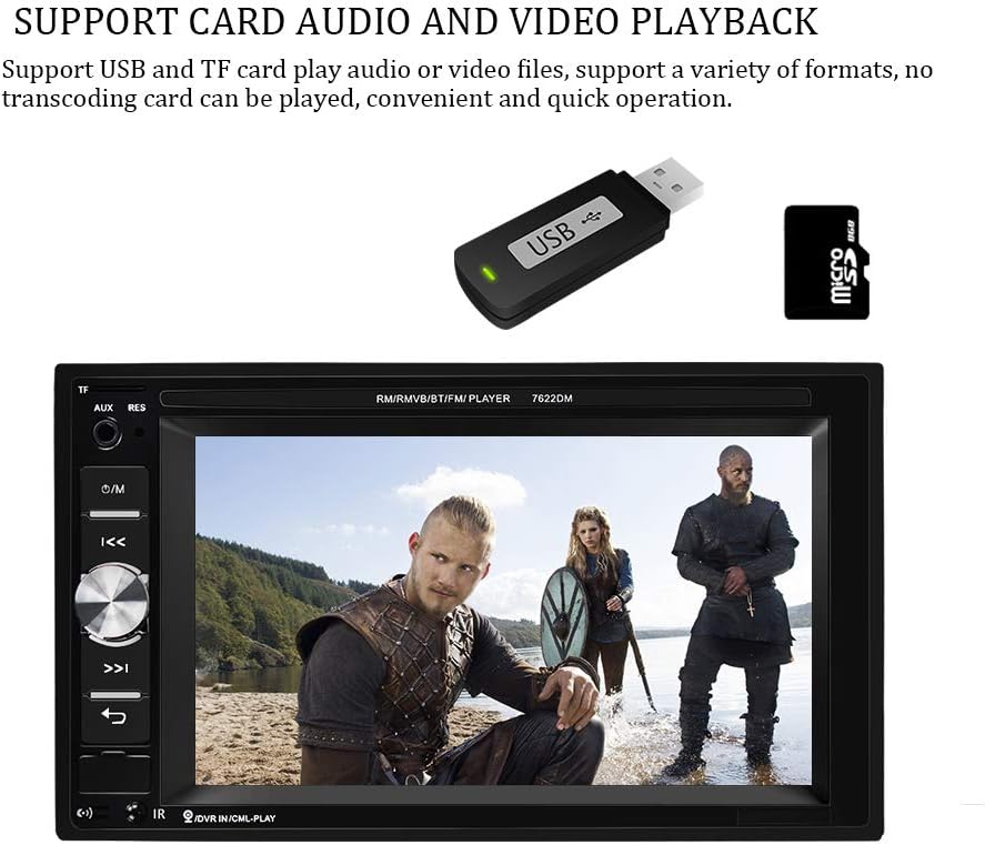 UNITOPSCI Car Multimedia Player Double Din Bluetooth Car Stereo 6.2 Inch Touch Screen Car Radio Hands Free Call MP5 Player USB SD Auxiliary Input FM Radio Receiver with Backup Camera Remote Control Pack of 2