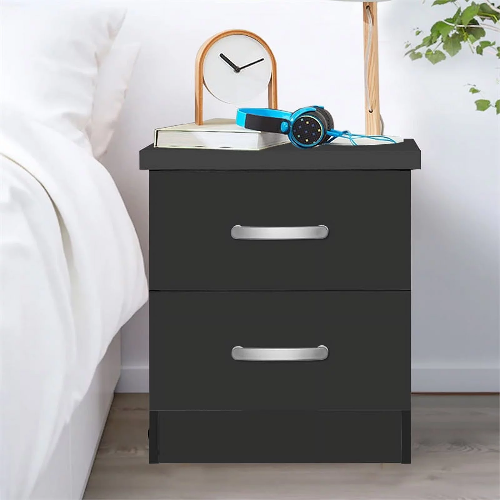 Home Square 3-Piece Set with Full Bed Armoire Wardrobe Cabinet and Nightstand