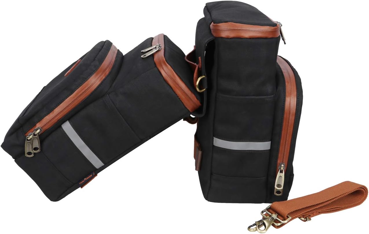 TOURBON Canvas Pannier Bicycle Rear Rack Back Seat Tail Insulated Trunk Cooler Double Bag