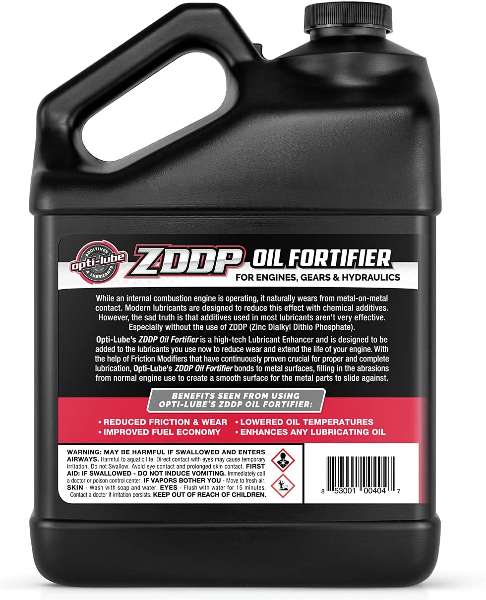 Opti-LUBE ZDDP Oil Fortifier: 1 Gallon Without Accessories, Treats up to 128 Quarts of Oil