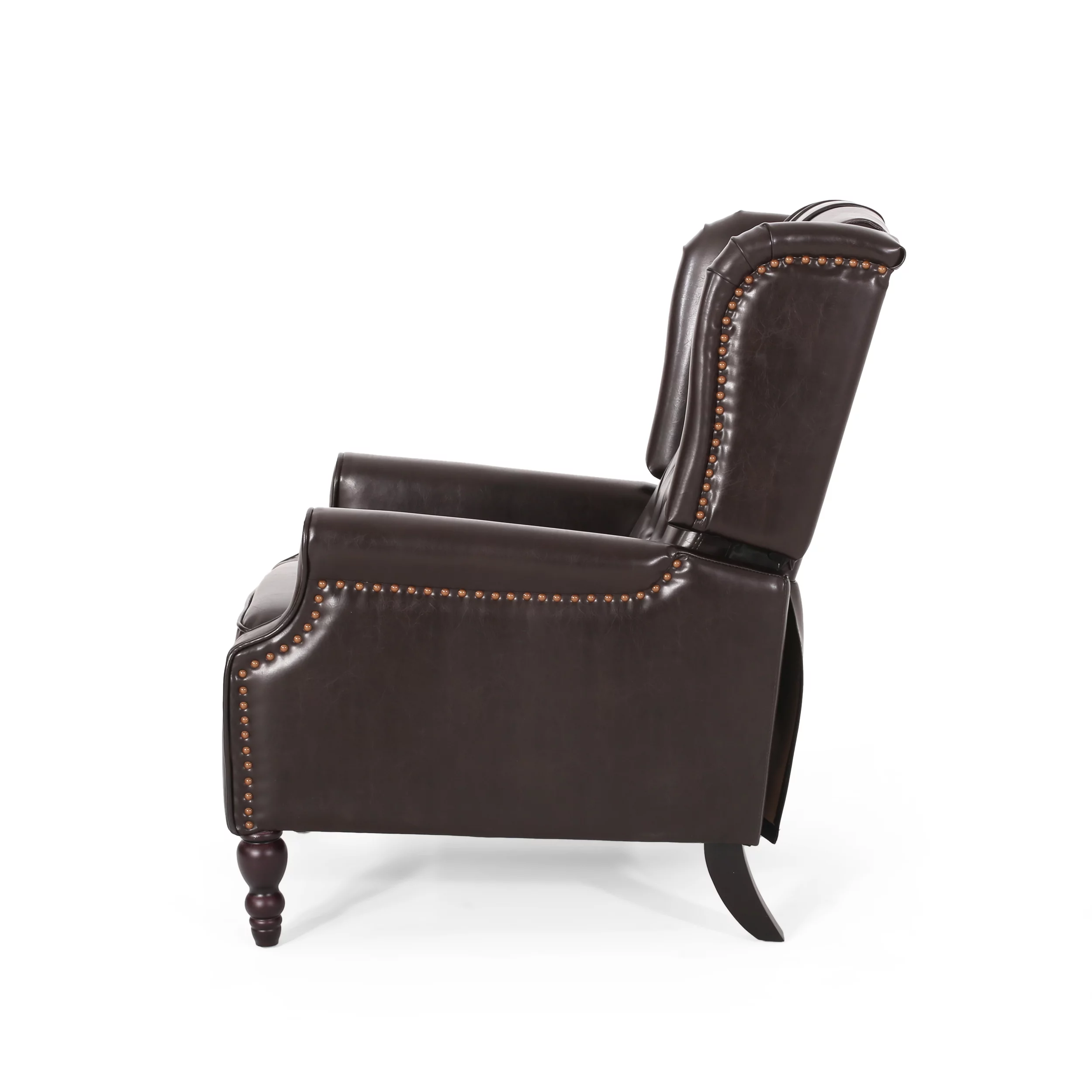 GDF Studio Elizabeth Contemporary Tufted Wingback Pushback Recliner, Brown and Dark Brown