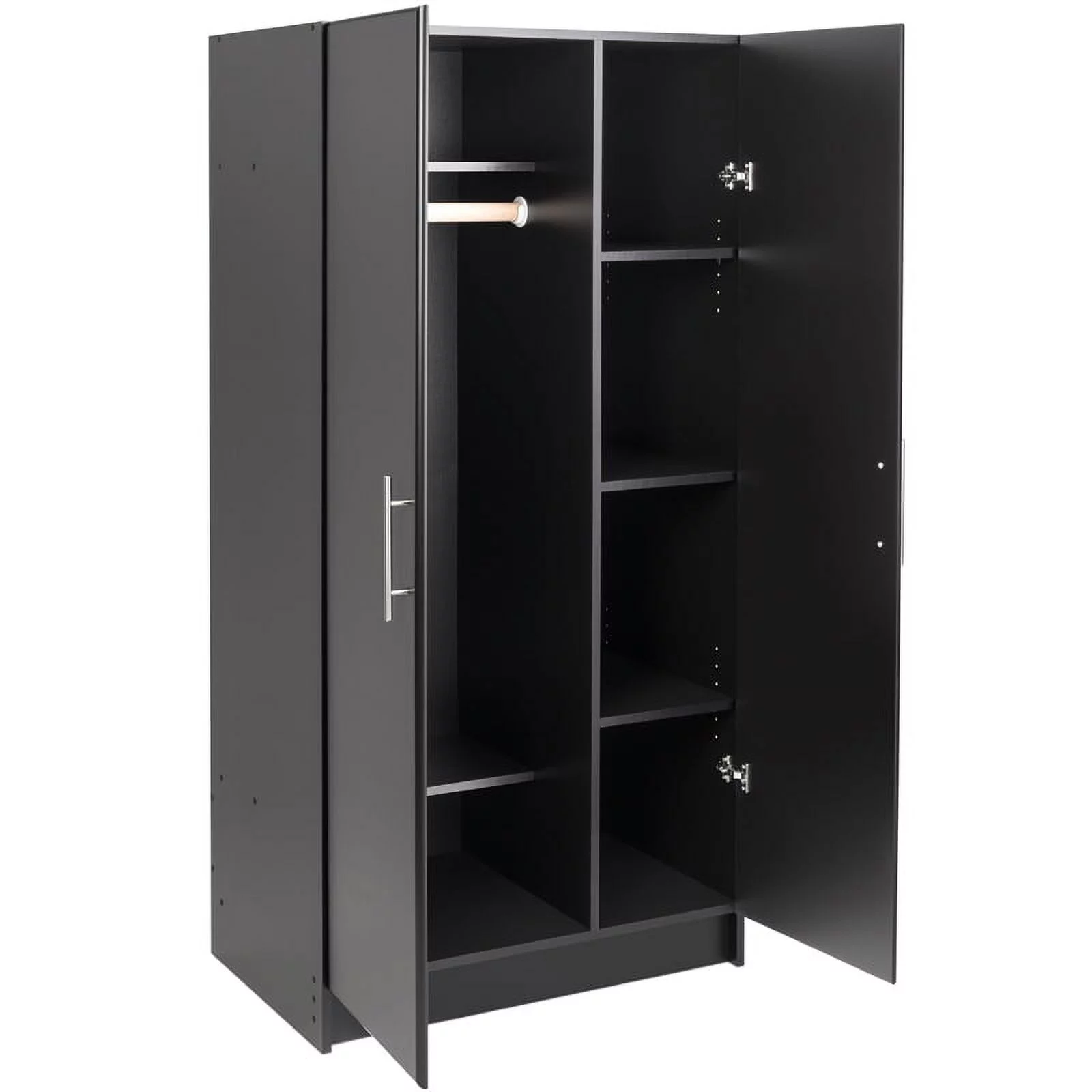Prepac Elite 32" Storage Cabinet Armoire, Black Storage Cabinet, Linen Cabinet, Wardrobe Cabinet with Hanging Rail and Shelves 21" D x 32" W x 65" H, BESW-3264-K