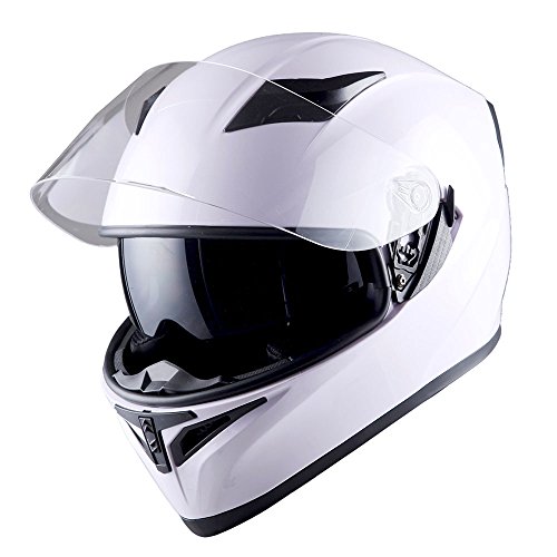 1Storm Motorcycle Full Face Dual Visor Helmet Bundle with Spoiler and Motorcycle Bluetooth Headset: HJK316 Matt Black