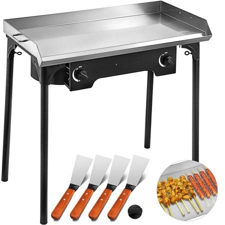 Vevor 32 inchx17 inch Flat Top Griddle Grill u0026 Propane Fueled 2 Adjustable Burners Stove, Adult Unisex, Size: Large, Black