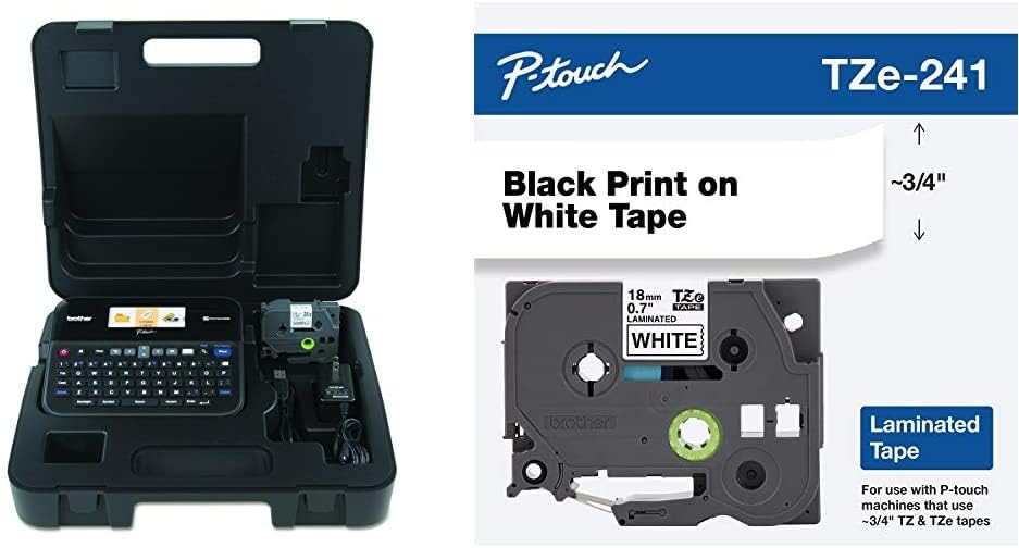Brother P-touch, PTD600VP, PC-Connectable Label Maker with Full Color Graphical Display, Case, Split-Back Tapes, 14 Fonts, High-Resolution, Black