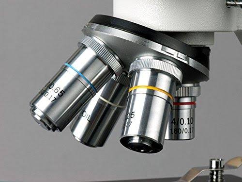 Amscope Binocular Biological Microscope 40X-2500X with Extensive Slide Preparation Kit and Book, White