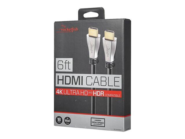 Rocketfish - HDMI cable - Black - 6 ft - M 19 pin HDMI Type A to M 19 pin HDMI Type A