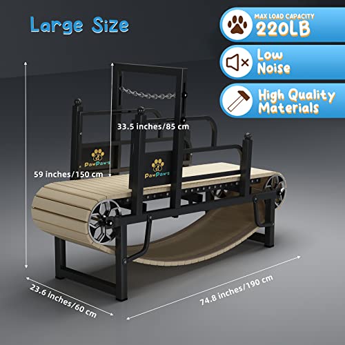 PawPaw's Large & Medium Dog Treadmill - Indoor & Outdoor Use, Up to 220 lbs, Slatmill Design with Brake