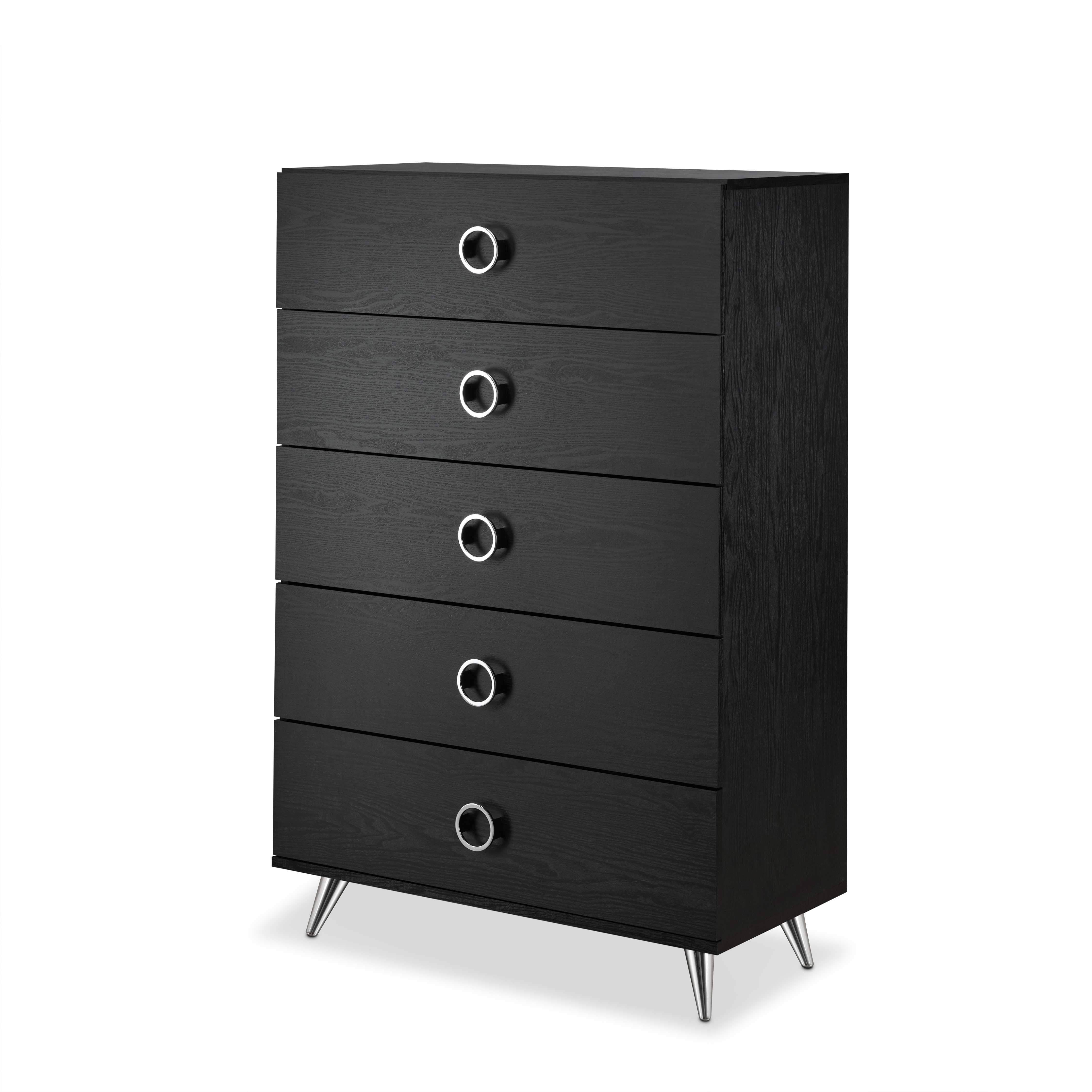 32x22 x 17x22 x 47x22 Black and Chrome Particle Board Chest