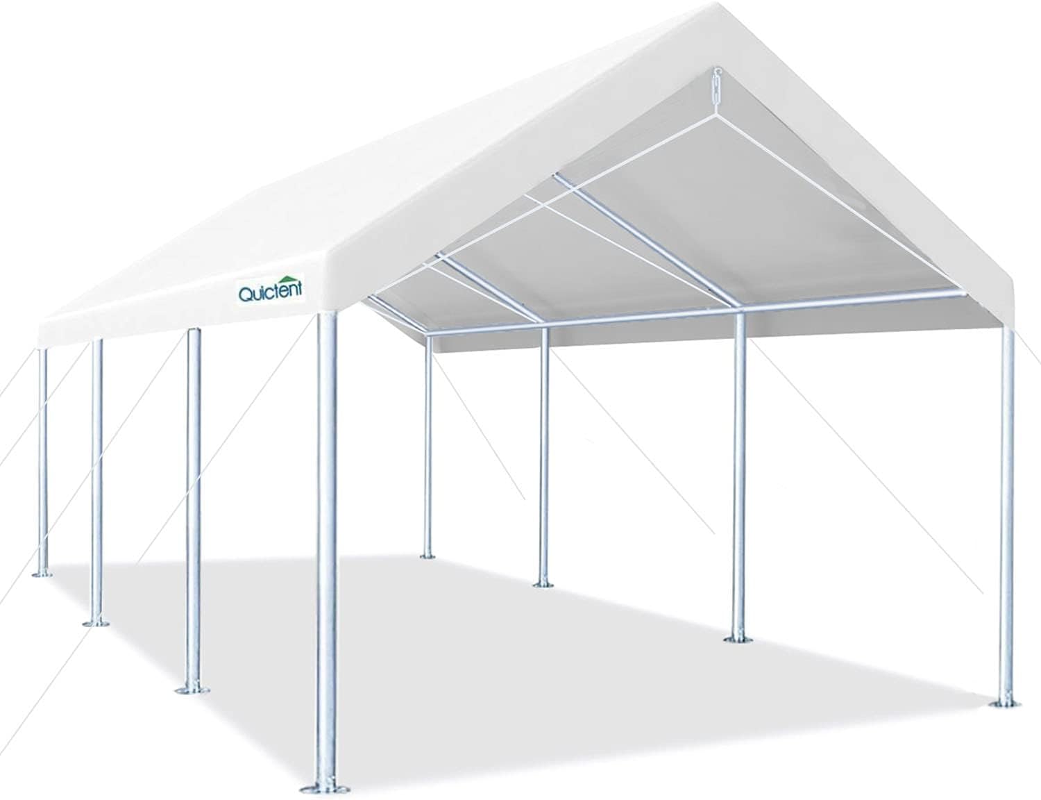 Quictent 10’x20’ Carport Upgraded Heavy Duty Car Canopy Galvanized Car Boat Shelter with 4 Reinforced Steel Cables-Beige