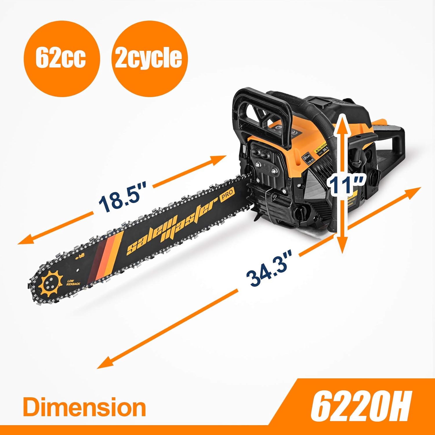 SALEM MASTER 6220H Chainsaw for Trees Gas Powered 62CC 2-Cycle Gas Chainsaw, 20-Inch Chainsaw, Handheld Cordless Petrol Gasoline Chain Saw for Farm, Garden and Ranch