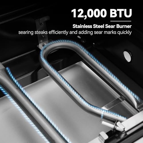Royal Gourmet SG5002 5 Burner Propane Gas Grill with Side Burner & Sear Burner, Stainless Steel Gas Grill with 61,000 BTUs Output for Outdoor Patio Garden Backyard Cooking, Silver