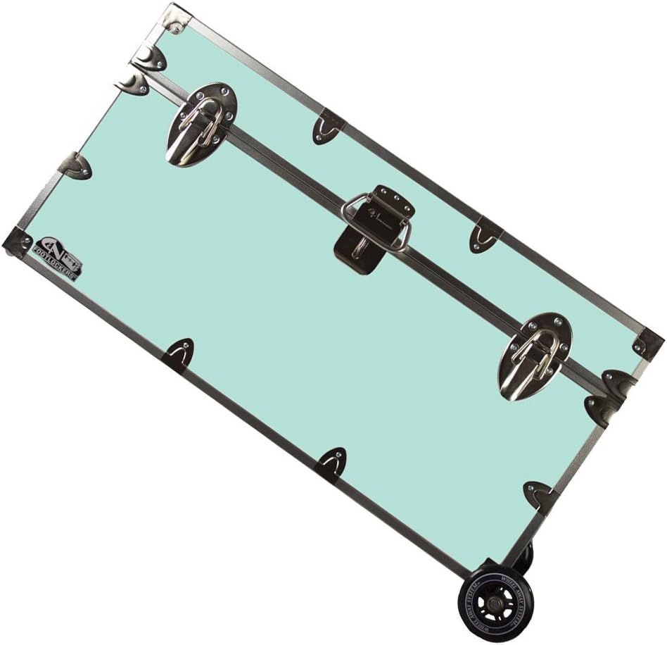 C&N Footlockers College Dorm Room & Summer Camp Lockable Trunk Footlocker with Wheels - Undergrad Trunk Available in 20 Colors - Large: 32 x 18 x 16.5 Inches (Black)