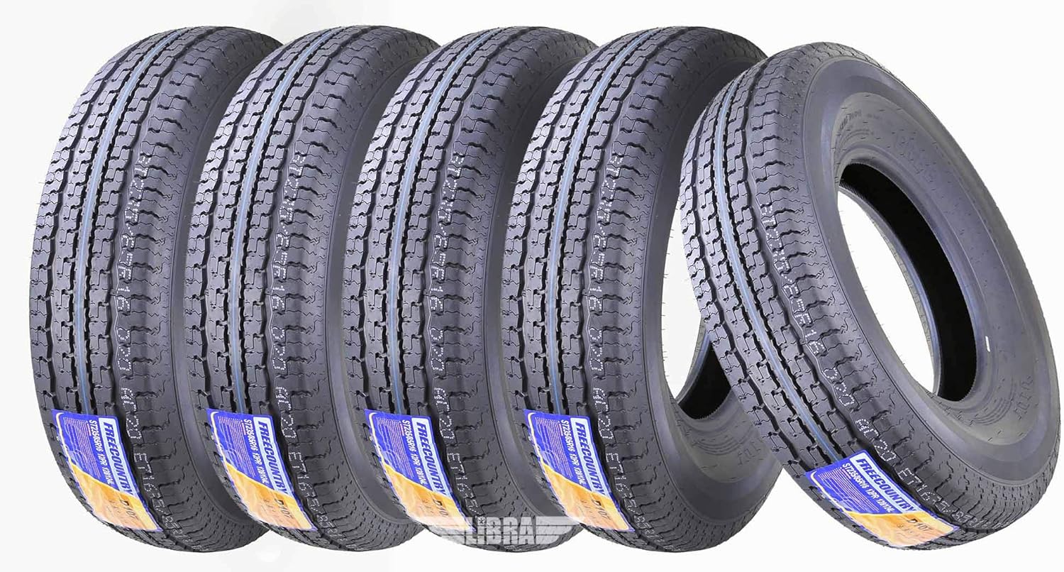 5 Premium Free Country Trailer Tire ST235 85R16 Radial 12PR Load Range F w/Scuff Guard