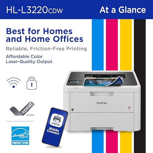 Brother HL-L3210CW Compact Digital Color Printer Providing Laser Printer Quality Results with Wireless