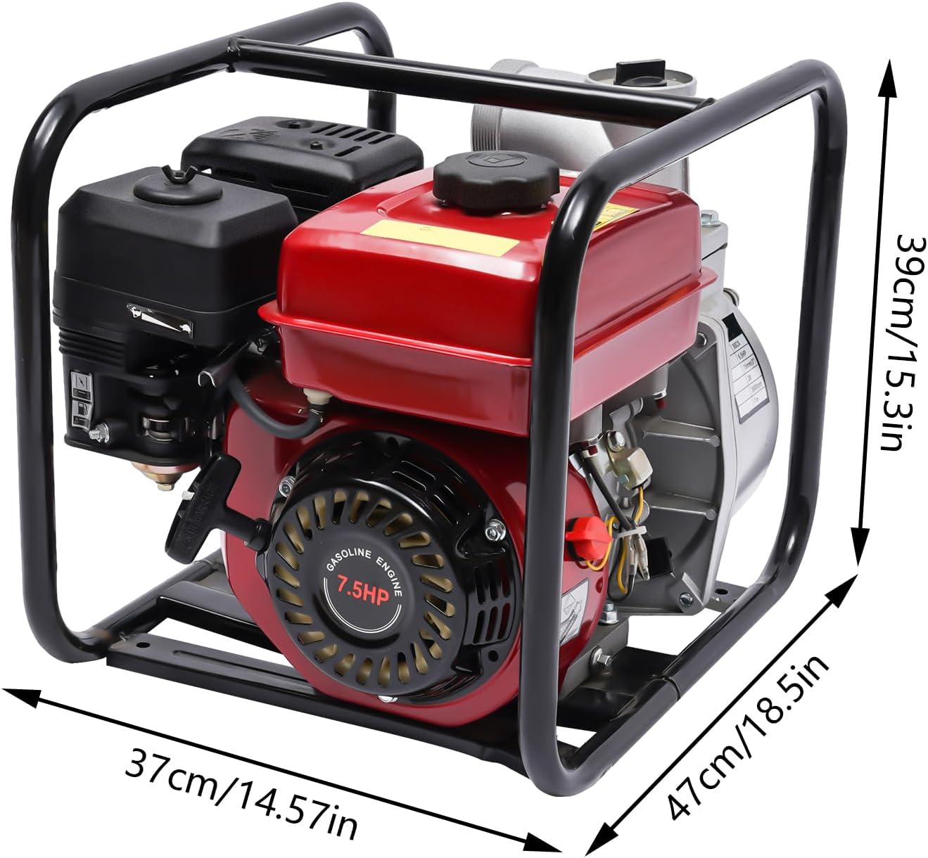7.5HP 3"Gasoline Powered Water Pump Water Transfer Garden Farm Irrigation Petrol Pump, Portable Engine Intake 60m3/h with Water Filtration Systems