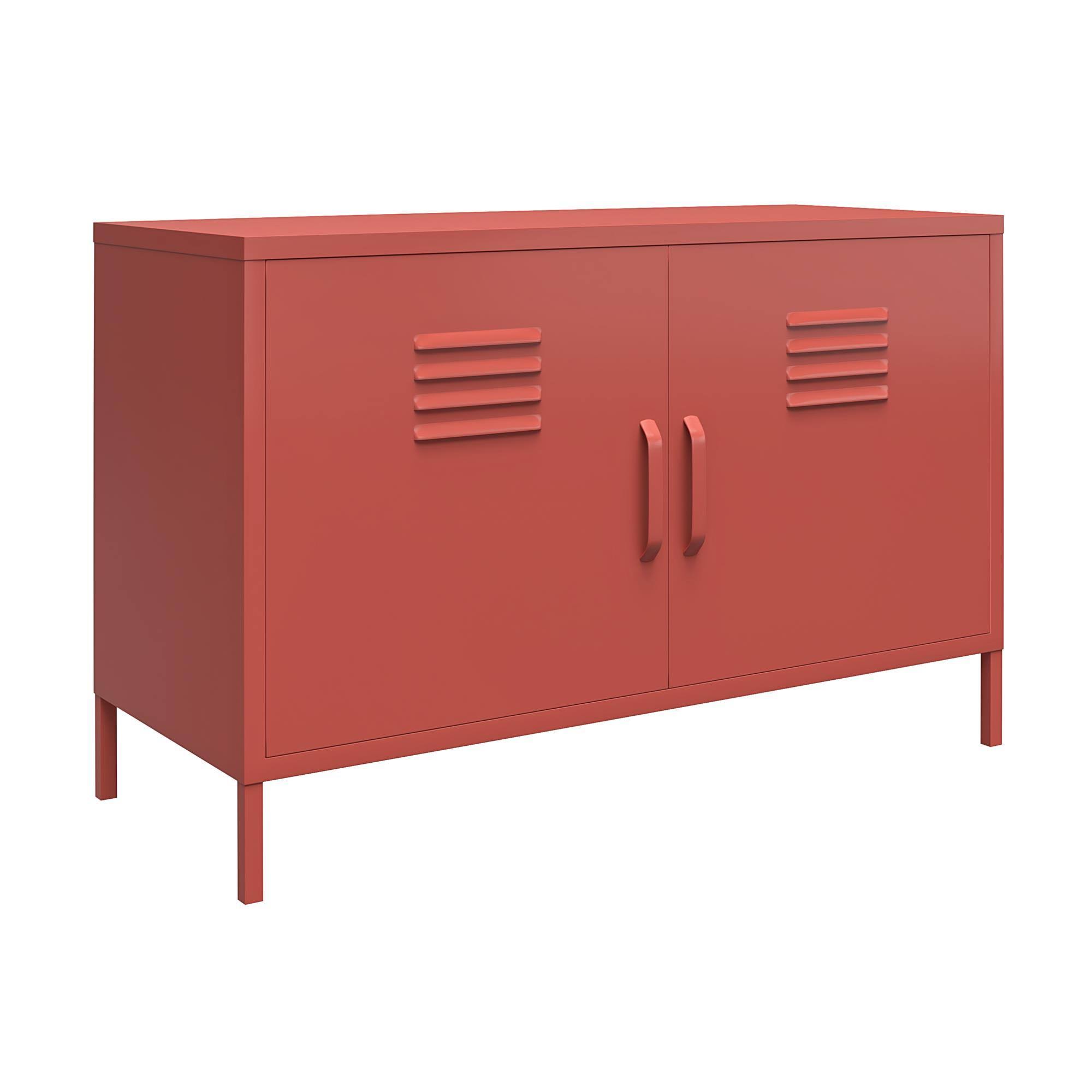 RealRooms Shadwick 2 Door Metal Locker Accent Cabinet, Terracotta