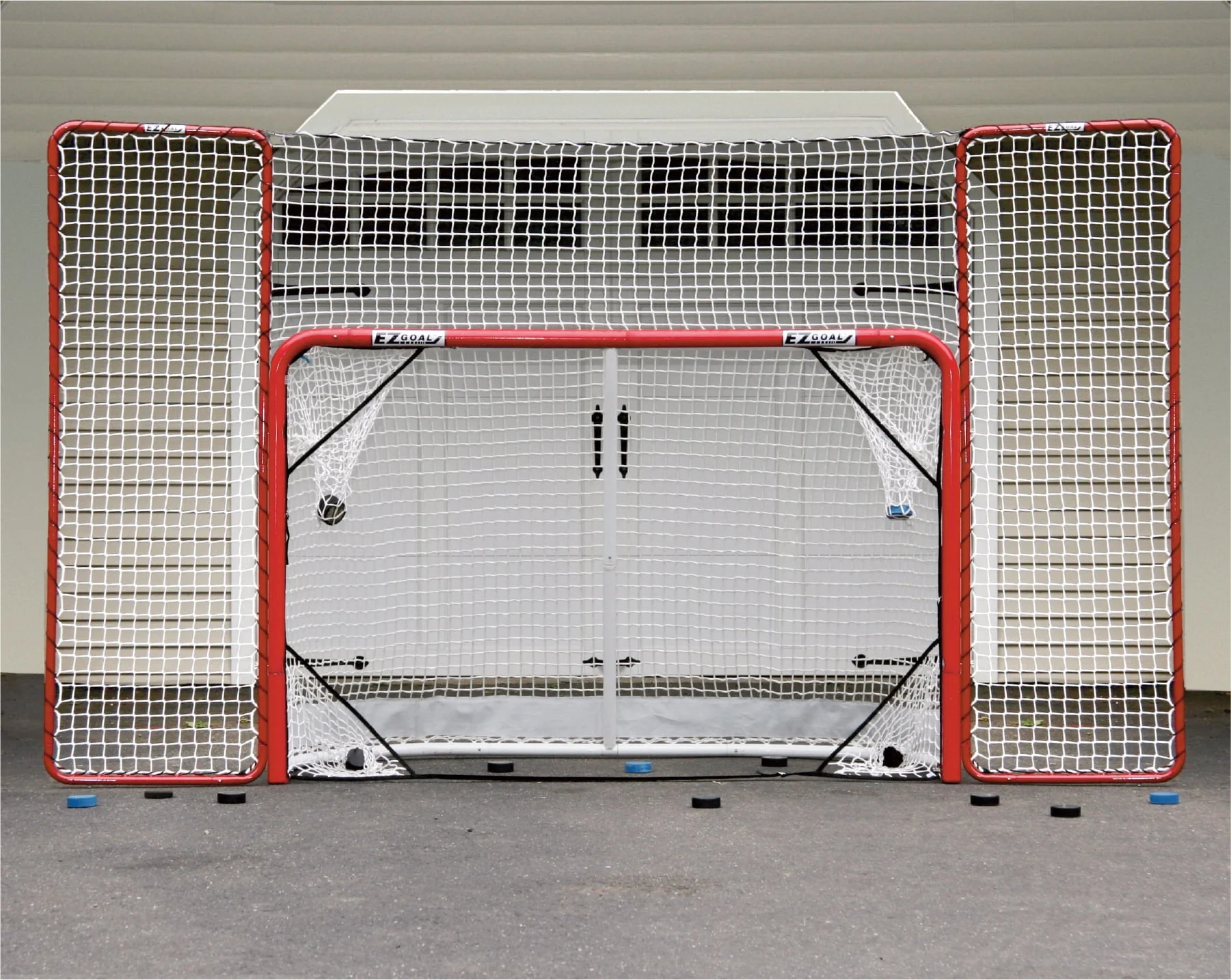 Monster by EZgoal Hockey Folding Goal with Backstop and 4 Targets Net