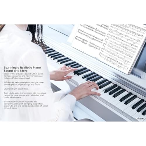 Casio Privia PX-770 – 88-Key Weighted Console Digital Piano | Tri-Sensor II Scaled Hammer Action Keys | AiR Sound Source, 19 Tones, Concert Play, 16W Stereo Speakers, USB-MIDI | Elegant Black Cabinet