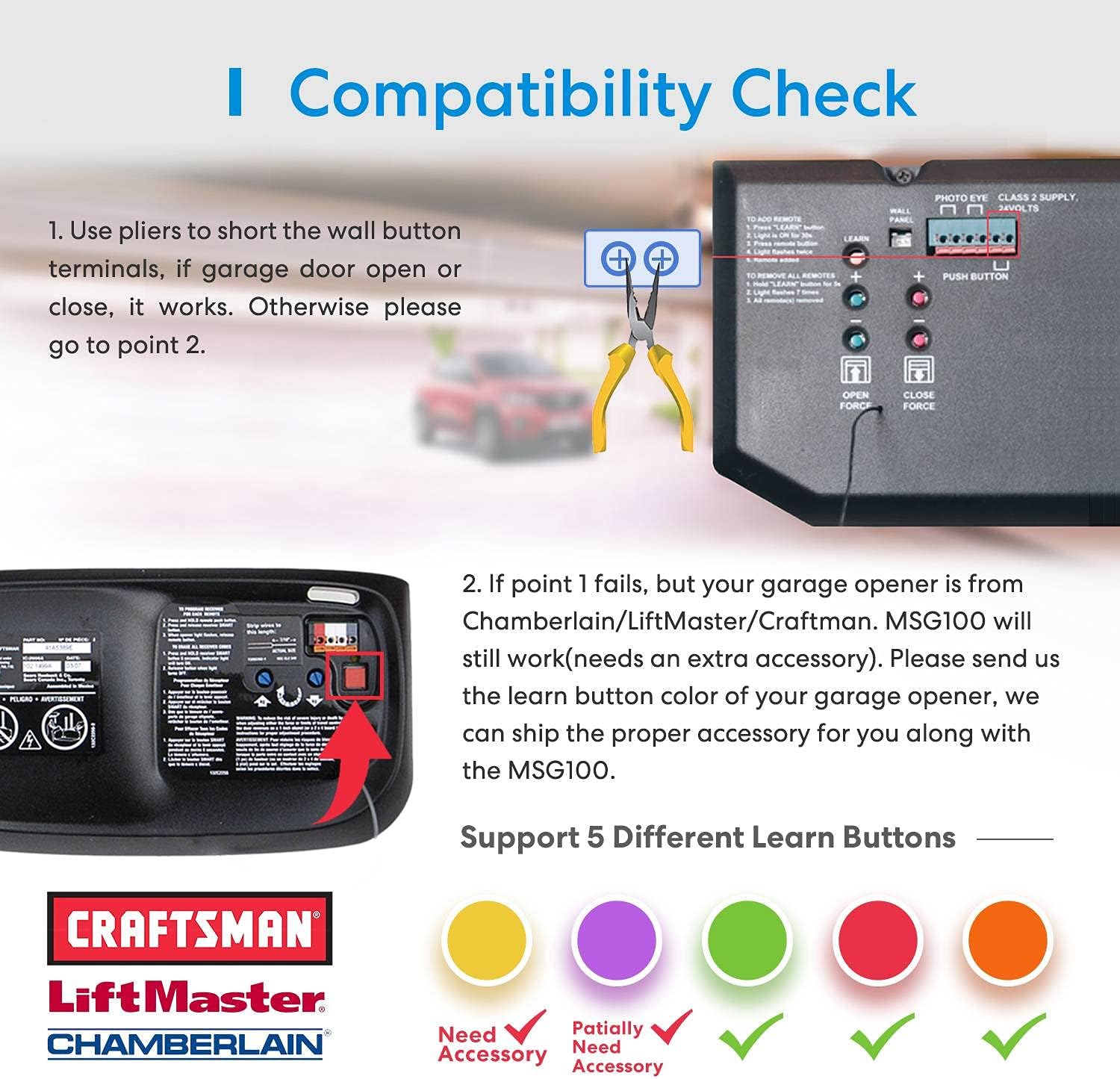 meross Smart Garage Door Opener Remote, APP Control, Compatible with Alexa, Google Assistant and SmartThings, Multiple Notification Modes, No Hub Needed