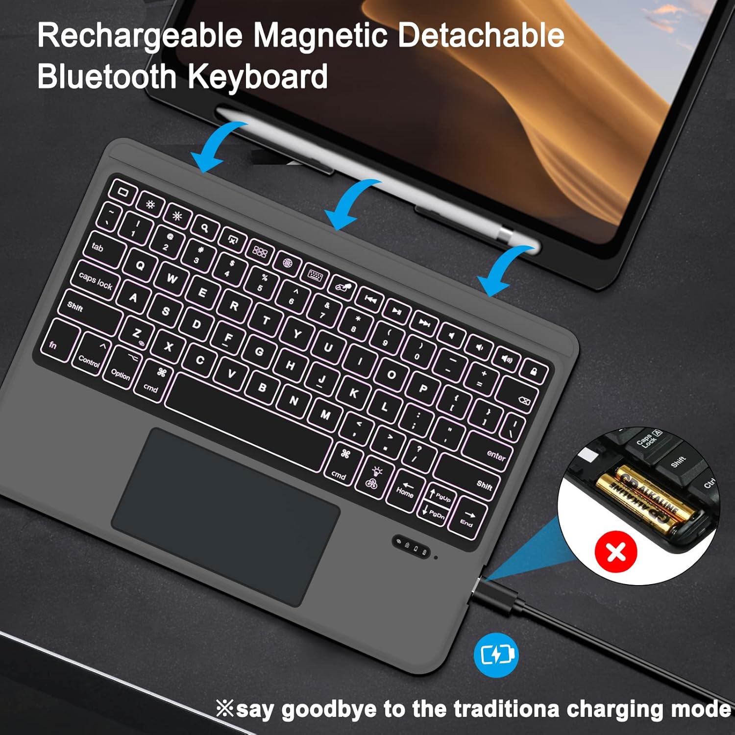 DOKYW Touch Keyboard Case with Backlit for iPad Air 4th Gen Magnetic Detachable Wireless Bluetooth Keyboard Cover Protective Folio Case for iPad Air 4 10.9 inch iPad Pro 2018/2020/2021 11 inch