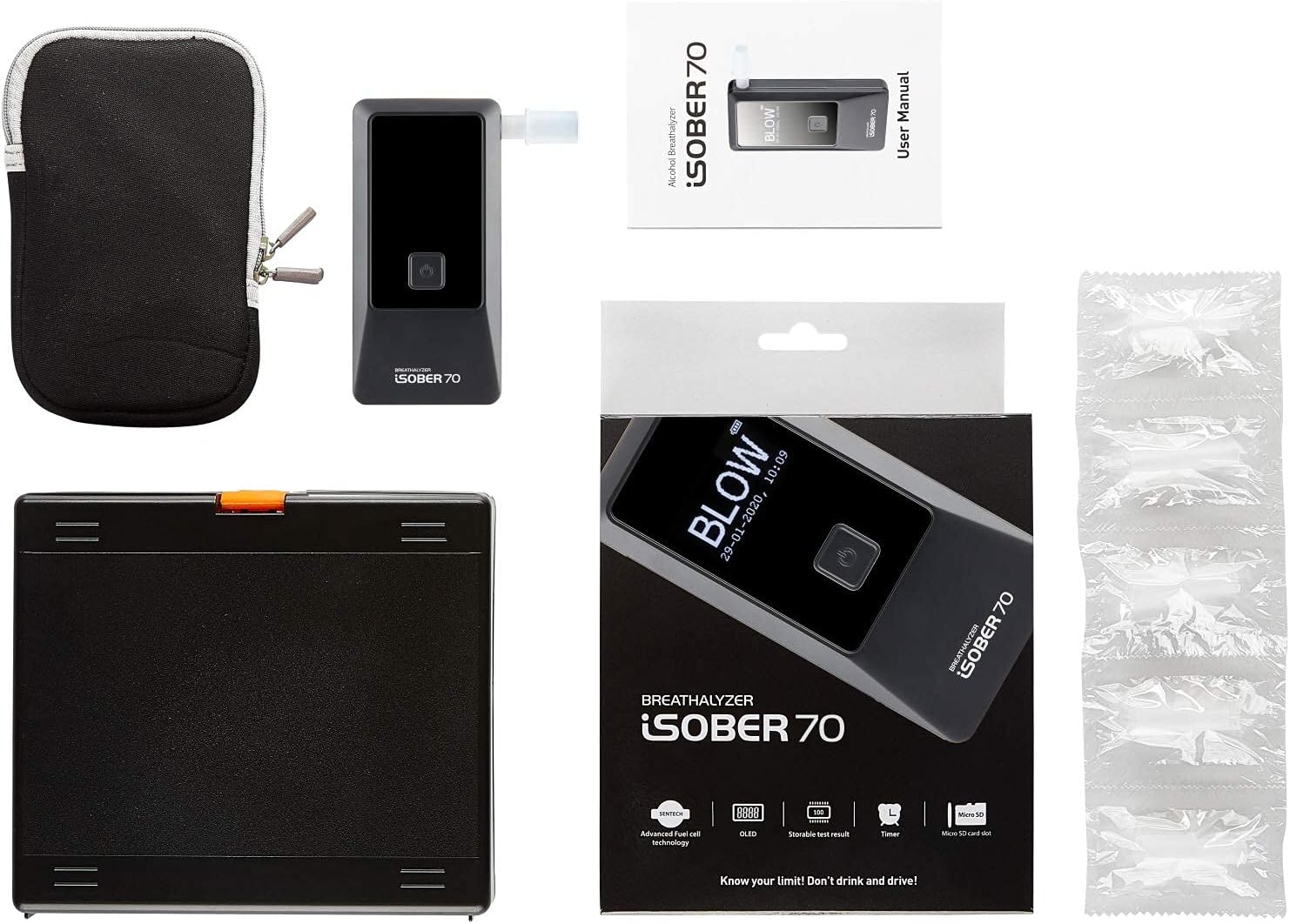 70 Premium Breathalyzer | DOT/NHTSA's Evidential Model Specification Compliant | Suracell FuelCell Sensor Technology Installed
