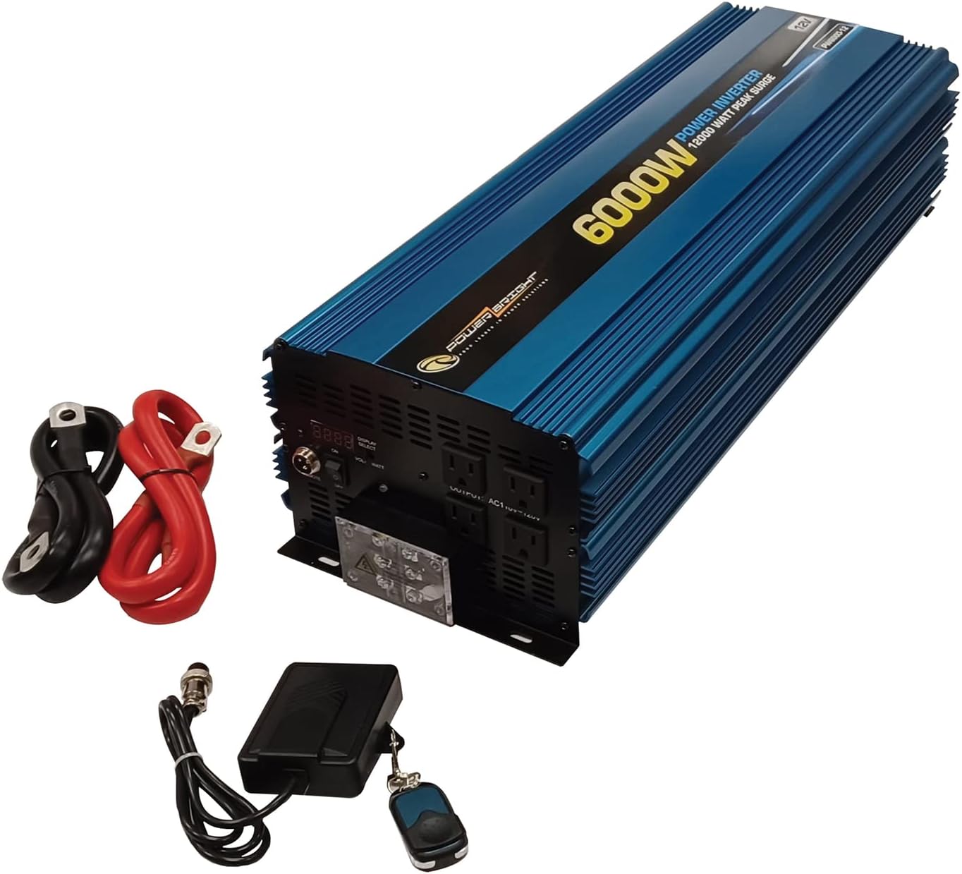 PW6000-12 12V DC to AC 6000W Modified Sine Wave Power Inverter, 6000W Continuous Power, 12000W Peak Load Power Rate, Anodized Aluminum Case, Built-in Cooling Fan