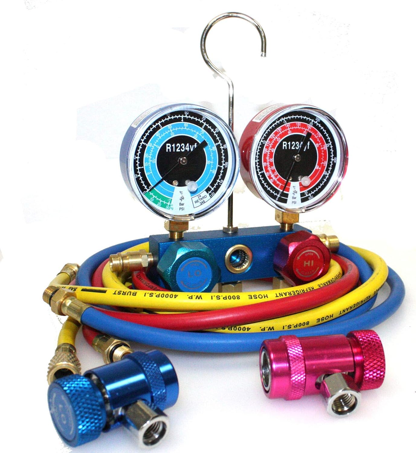 R1234YF HVAC Air Conditioning Aluminum Manifold Gauge Set W/Hoses A/C,Jikkolumlukka