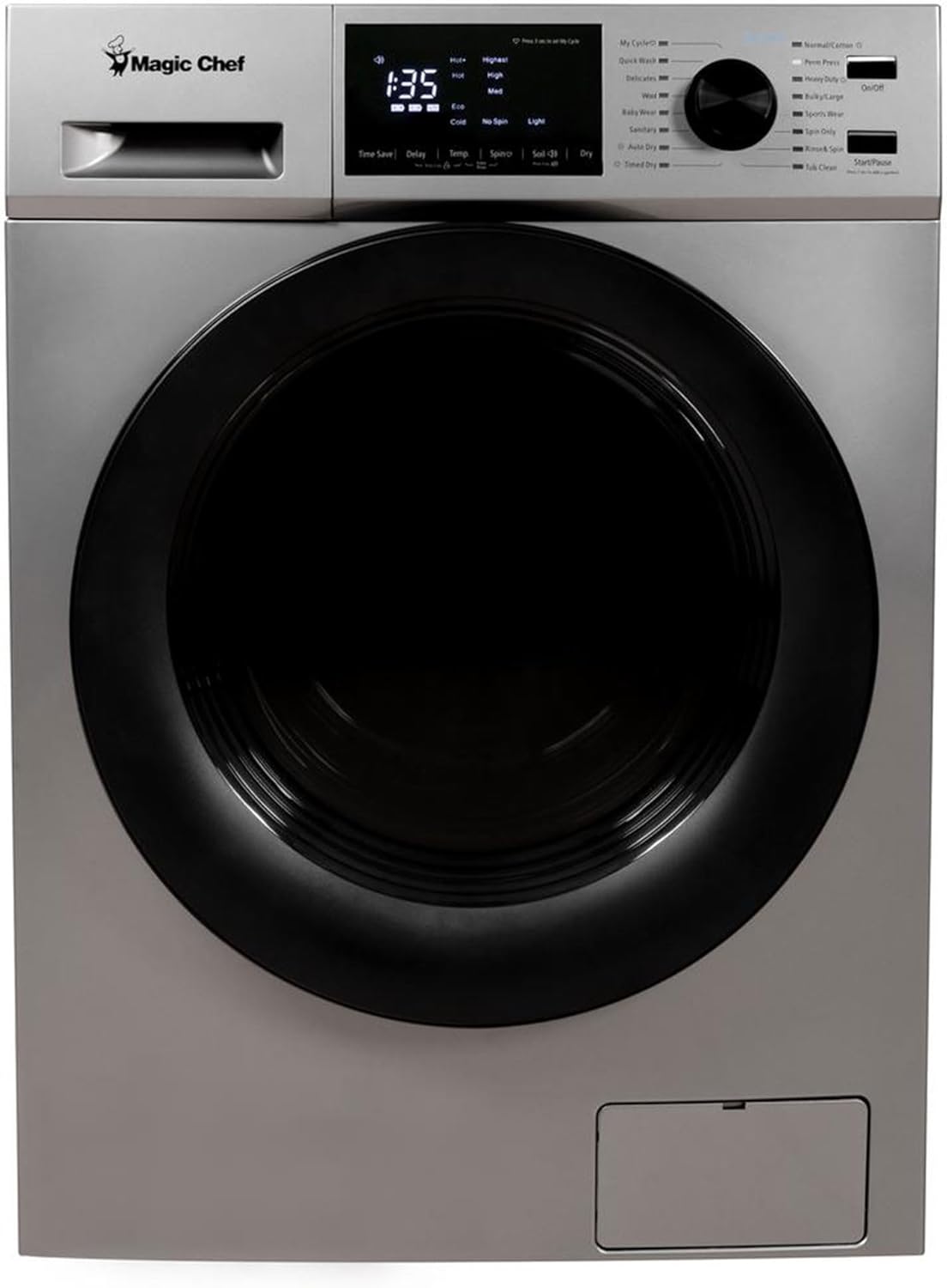 Magic Chef Front-Load Washer and Dryer Combination, Space-Saving Clothes Dryer and Washing Machine, 2.7 Cubic Feet, Silver