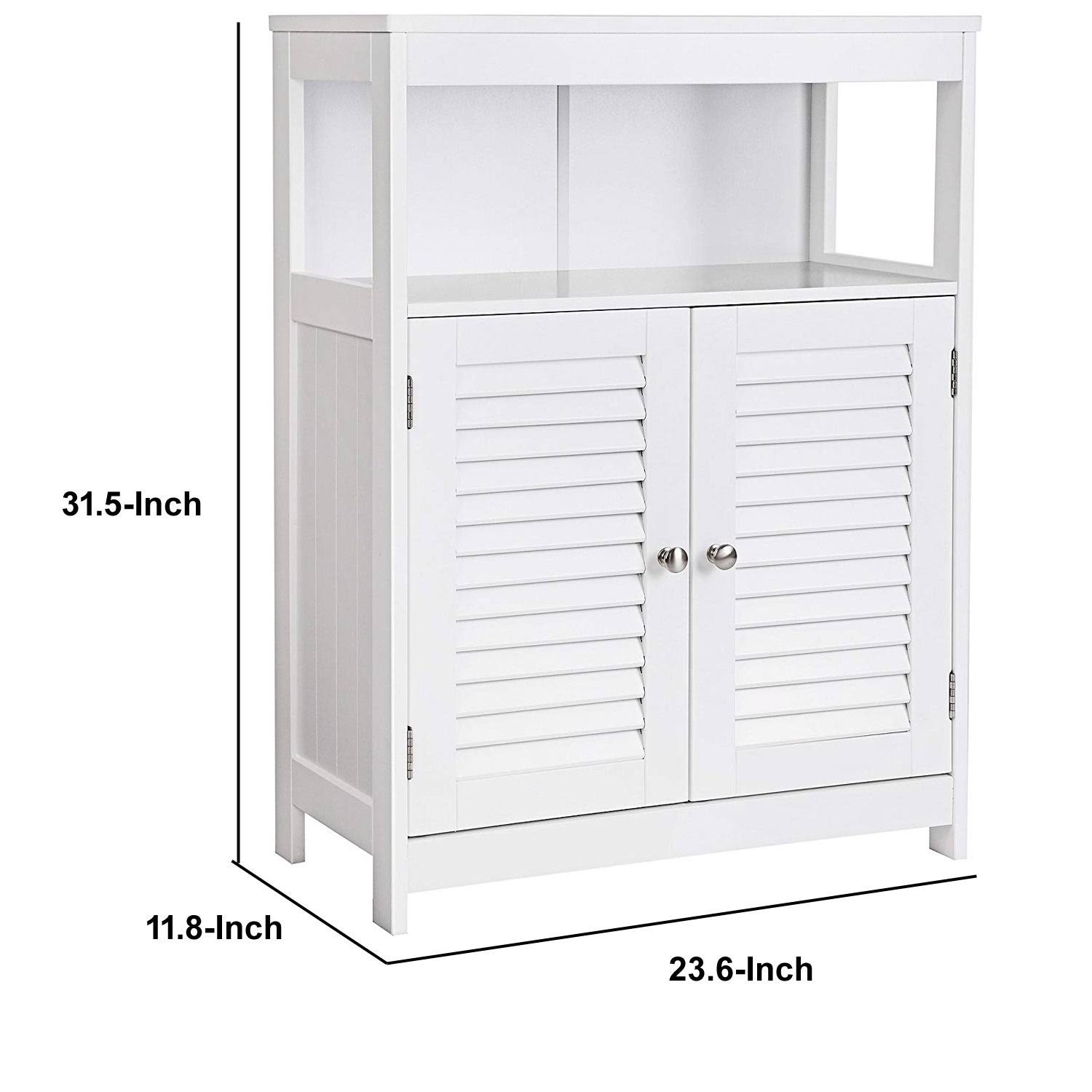 Wooden Bathroom Closet with 1 Open Shelf and 2 Door Cabinet, White
